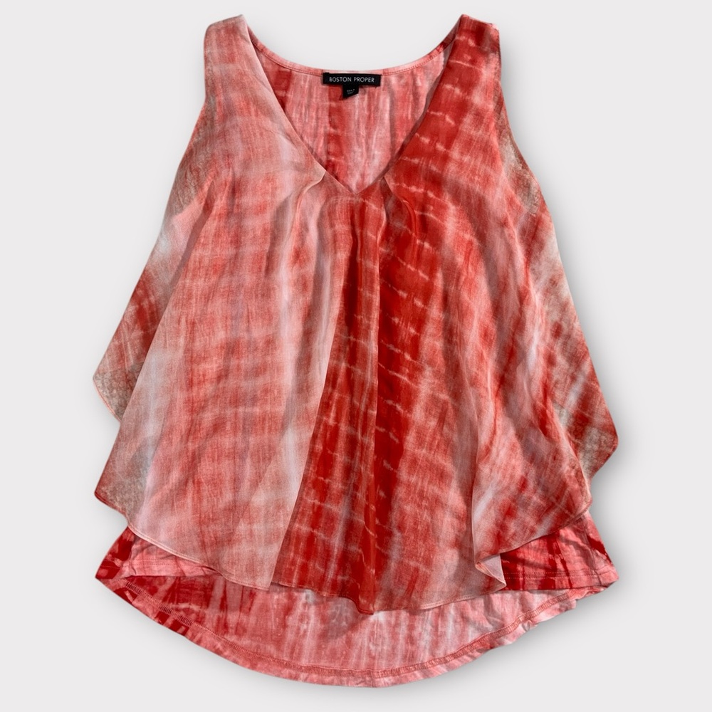Women’s Boston Proper Boho Chiffon Whimsical Sleeveless Blouse Size Small #017